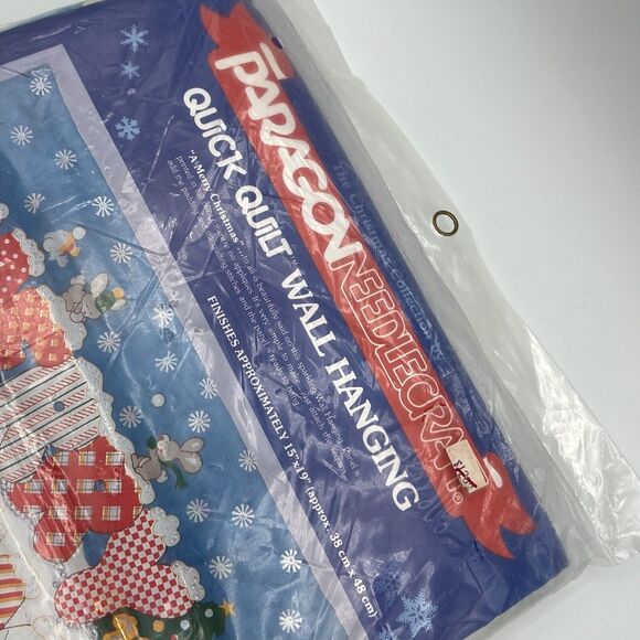 Vtg Merry Christmas Quick Quilt Wall Hanging Kit 80s Paragon Animals Snow 1981 - Picture 3 of 7